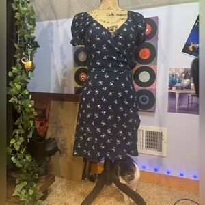 Blue Floral Wrap Dress